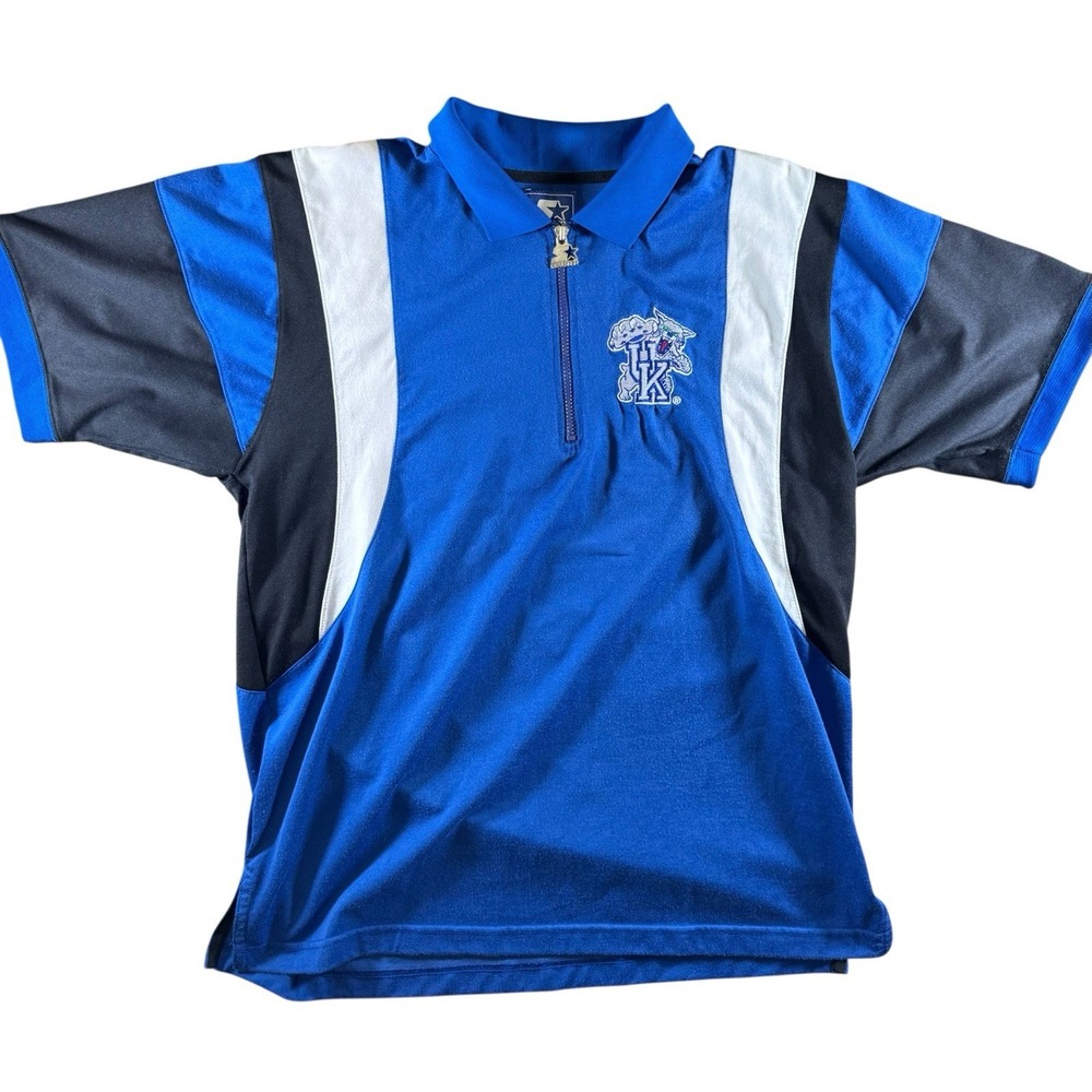 Vintage 90s Starter Kentucky Wildcats Quarter Zip Polo Shirt Men's Size L NCAA
